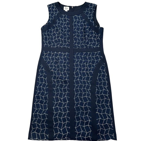 DM Collection Stitch Fix Sleeveless Sheath Dress Women's 16 Navy Blue/White - Picture 1 of 9